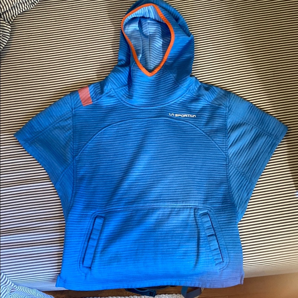 La Sportiva Striped Blue Hoodie with Orange Trim
